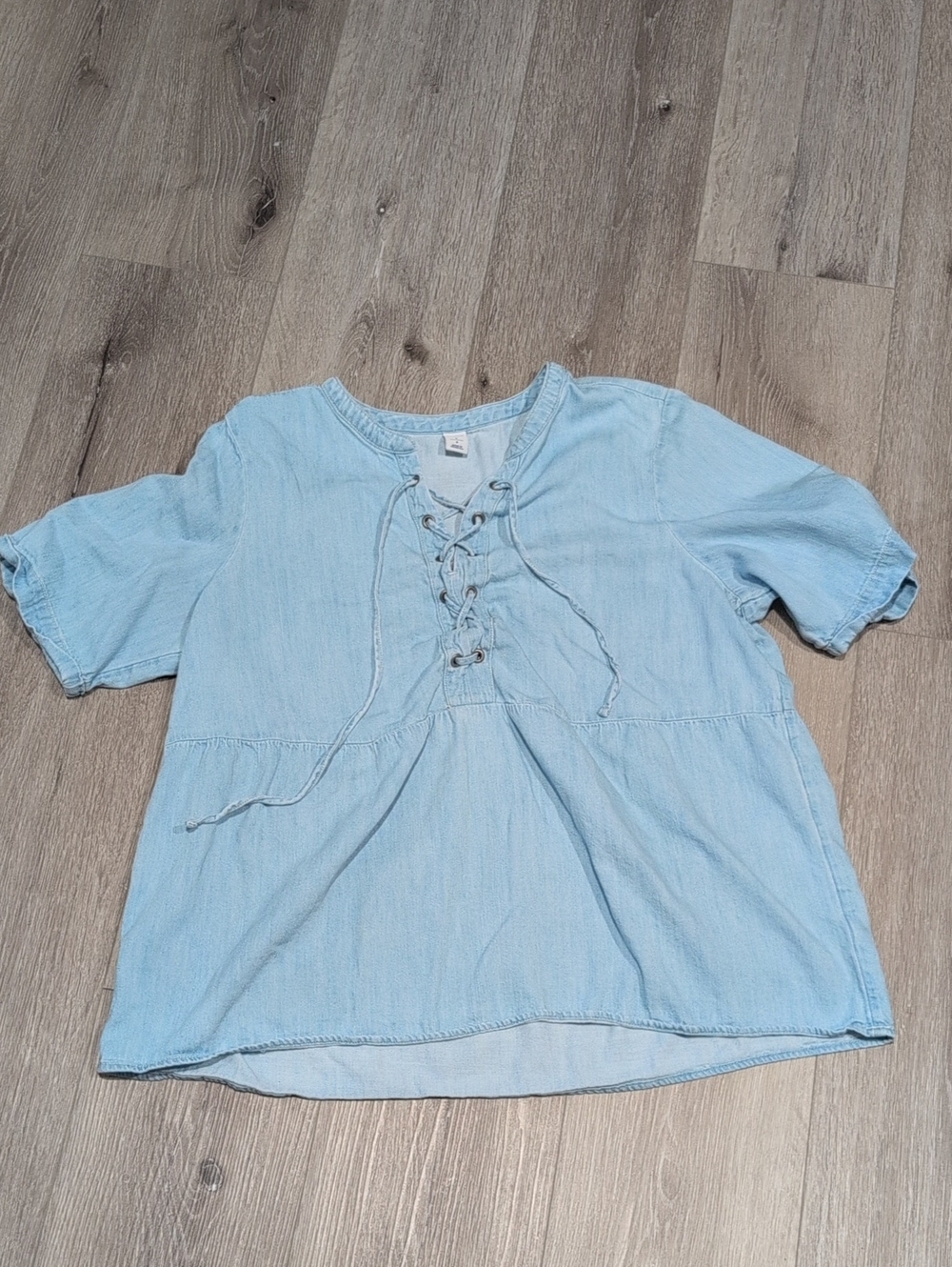 Old Navy Light Blue Lace-Up Chambray Tunic